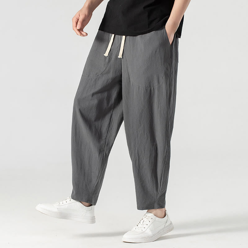 Pantalon harem homme longueur cheville avec poches, coloris uni, motif Buddha Stones, collection printemps/automne - image 23