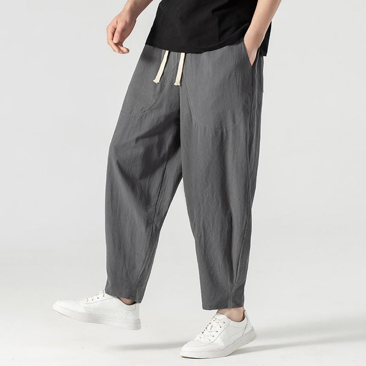 Pantalon harem homme longueur cheville avec poches, coloris uni, motif Buddha Stones, collection printemps/automne - image 23