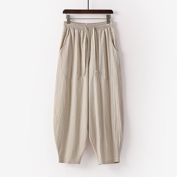 Pantalon harem homme longueur cheville avec poches, coloris uni, motif Buddha Stones, collection printemps/automne - Beige - US/UK/AU54，EU64 (9XL) - image 0