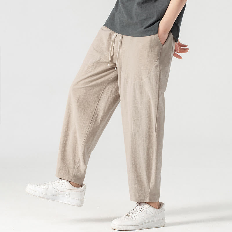 Pantalon harem homme longueur cheville avec poches, coloris uni, motif Buddha Stones, collection printemps/automne - image 6