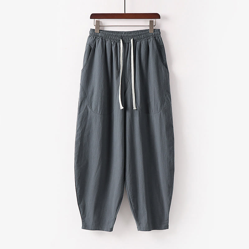 Pantalon harem homme longueur cheville avec poches, coloris uni, motif Buddha Stones, collection printemps/automne - Gris - US/UK/AU54，EU64 (9XL) - image 18