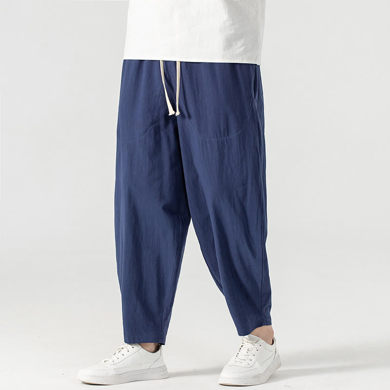 Pantalon harem homme longueur cheville avec poches, coloris uni, motif Buddha Stones, collection printemps/automne - image 15
