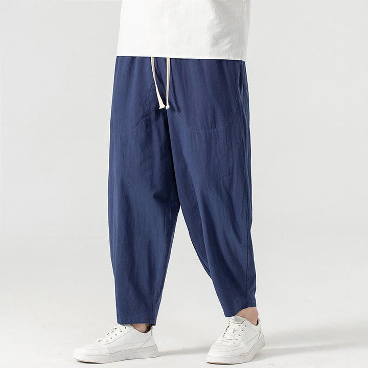 Pantalon harem homme longueur cheville avec poches, coloris uni, motif Buddha Stones, collection printemps/automne - image 15