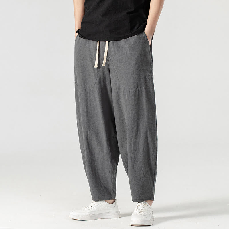 Pantalon harem homme longueur cheville avec poches, coloris uni, motif Buddha Stones, collection printemps/automne - image 21