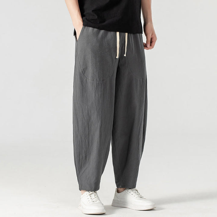 Pantalon harem homme longueur cheville avec poches, coloris uni, motif Buddha Stones, collection printemps/automne - image 20