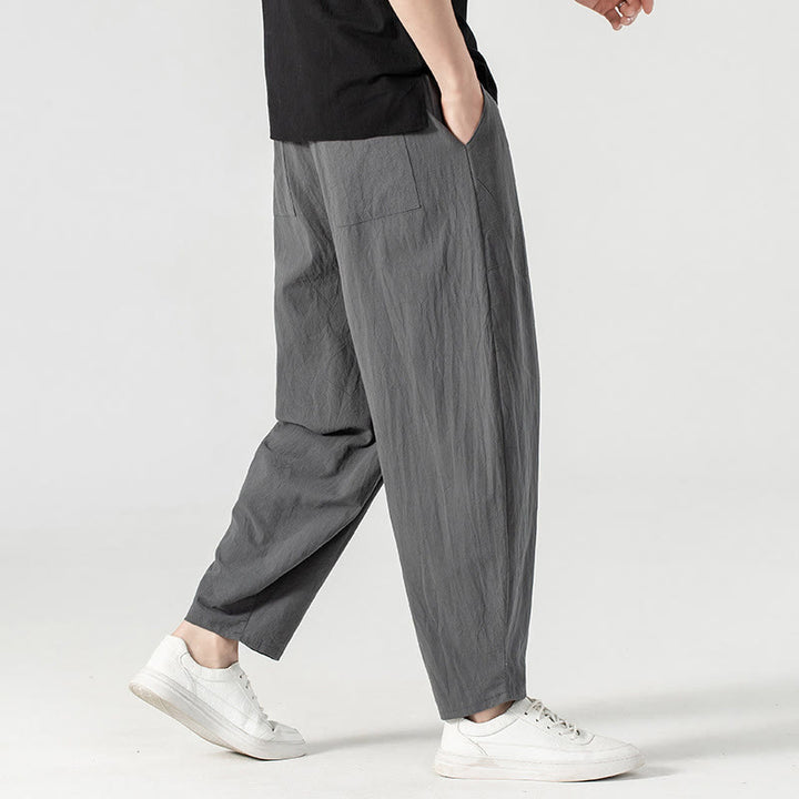 Pantalon harem homme longueur cheville avec poches, coloris uni, motif Buddha Stones, collection printemps/automne - image 22