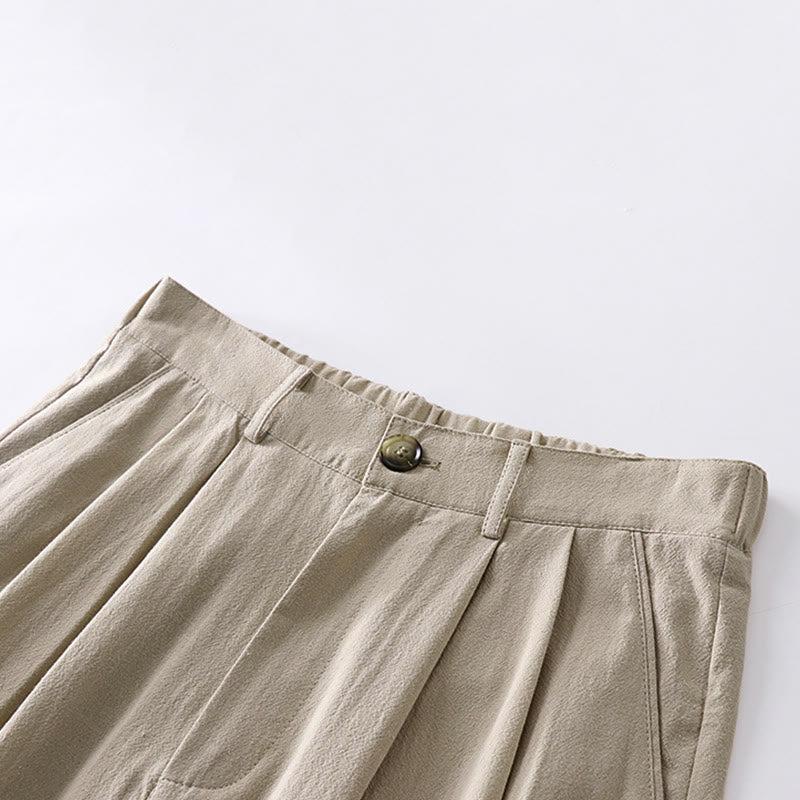 Pantalon droit uni en coton et lin pour homme, Buddha Stones, avec poches, printemps et automne - image 3