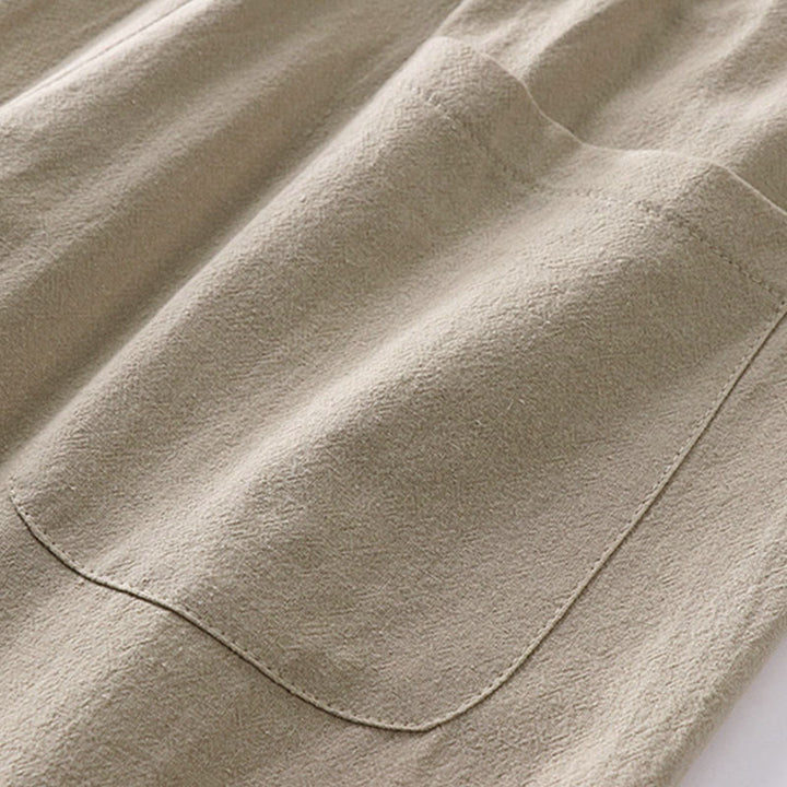 Pantalon droit uni en coton et lin pour homme, Buddha Stones, avec poches, printemps et automne - image 6