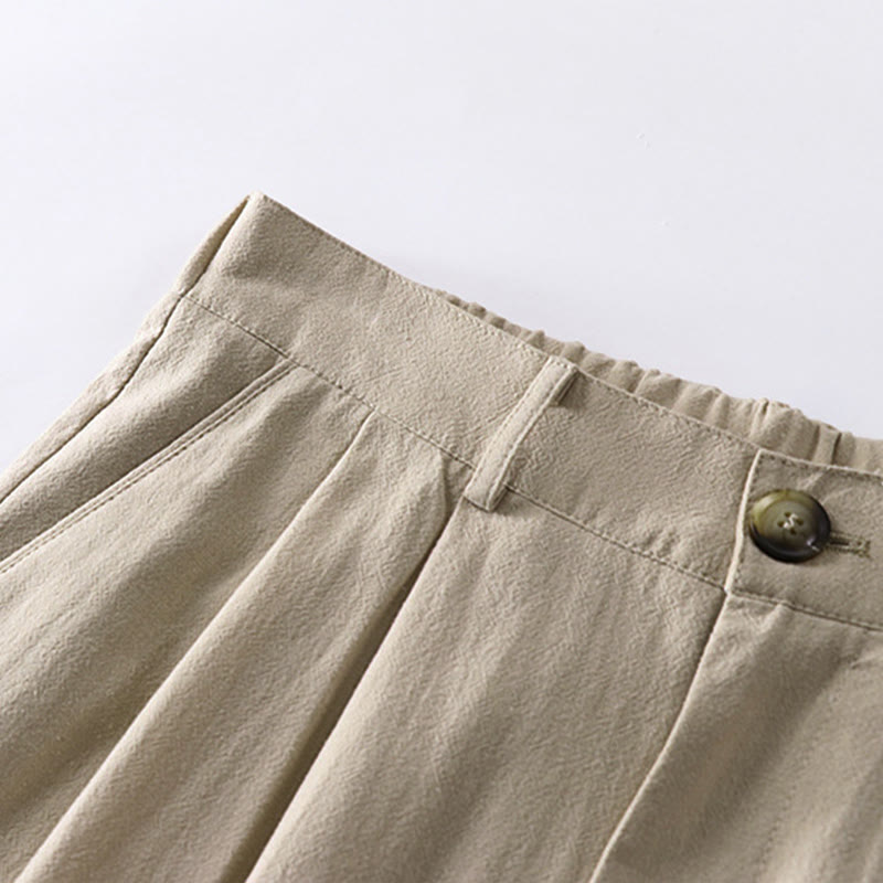 Pantalon droit uni en coton et lin pour homme, Buddha Stones, avec poches, printemps et automne - image 2