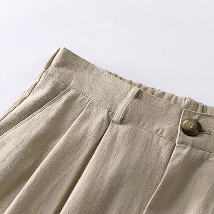 Pantalon droit uni en coton et lin pour homme, Buddha Stones, avec poches, printemps et automne - image 2