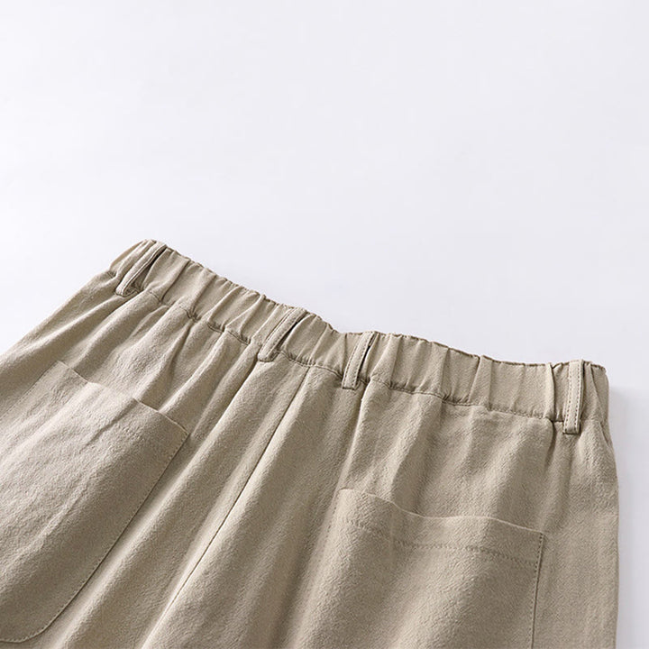 Pantalon droit uni en coton et lin pour homme, Buddha Stones, avec poches, printemps et automne - image 5