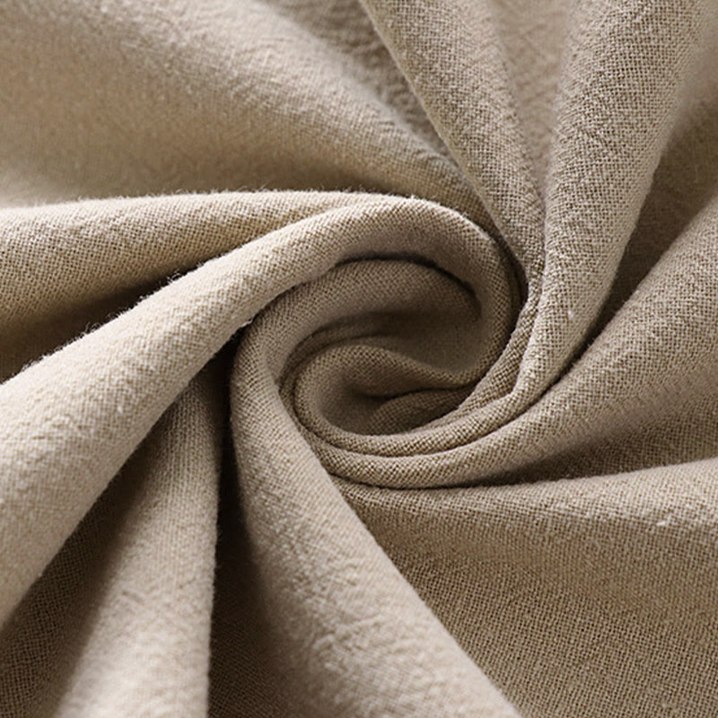 Pantalon droit uni en coton et lin pour homme, Buddha Stones, avec poches, printemps et automne - image 8