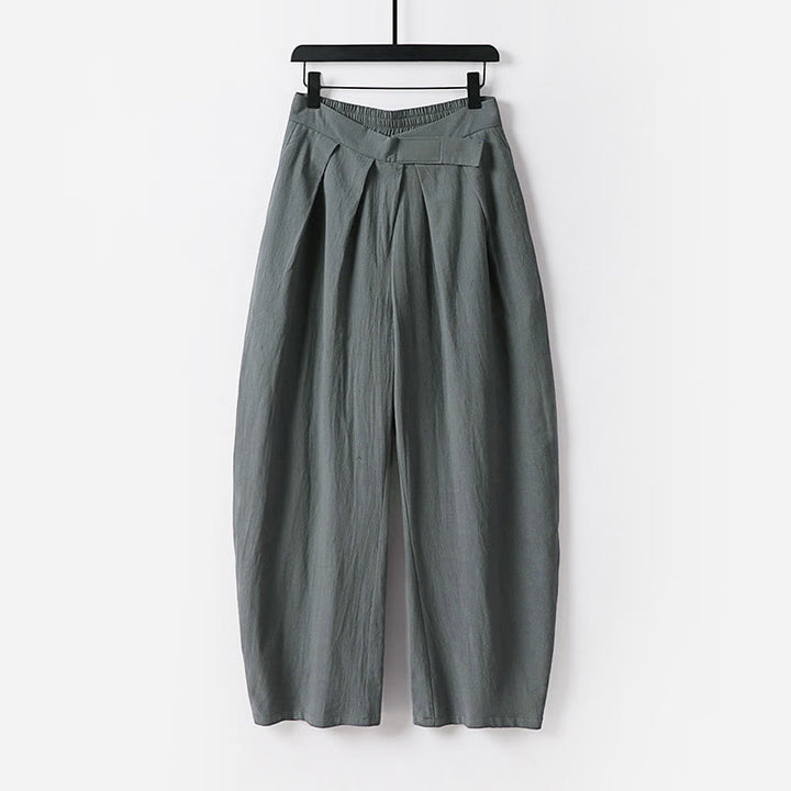 Pantalon en coton et lin pour homme, coupe droite, fermeture éclair, motif Buddha Stones, avec poches - Gris - US/UK/AU54，EU64 (9XL) - image 0
