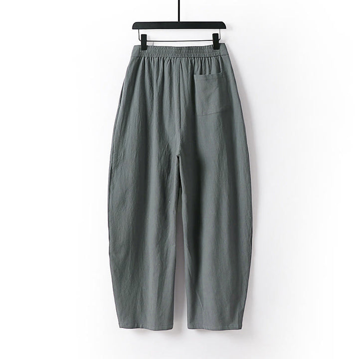 Pantalon en coton et lin pour homme, coupe droite, fermeture éclair, motif Buddha Stones, avec poches - image 1