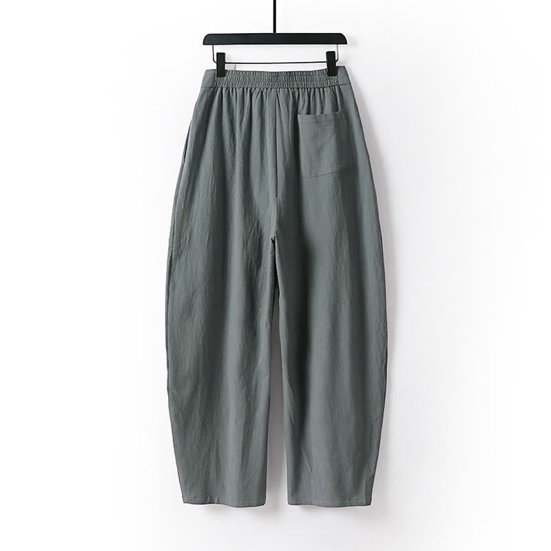 Pantalon en coton et lin pour homme, coupe droite, fermeture éclair, motif Buddha Stones, avec poches - image 1