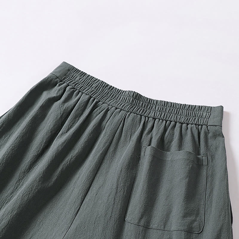 Pantalon en coton et lin pour homme, coupe droite, fermeture éclair, motif Buddha Stones, avec poches - image 6