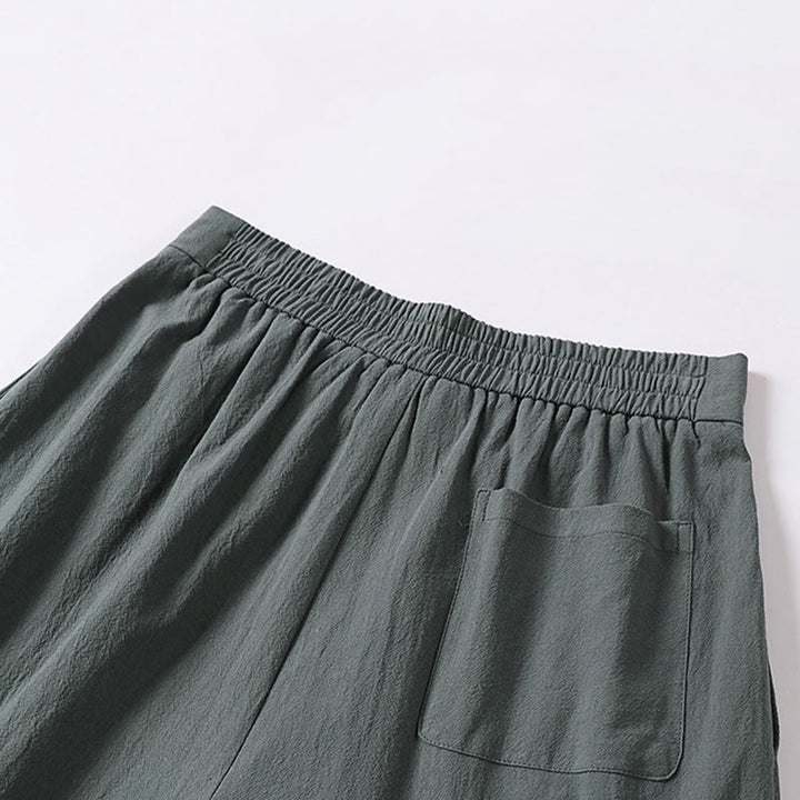 Pantalon en coton et lin pour homme, coupe droite, fermeture éclair, motif Buddha Stones, avec poches - image 6