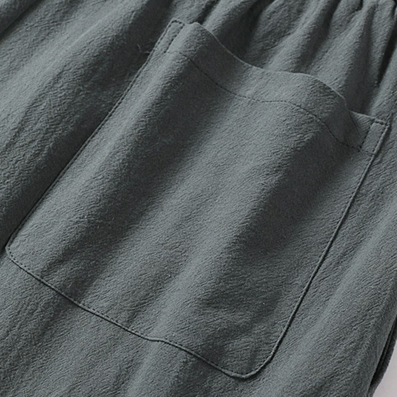 Pantalon en coton et lin pour homme, coupe droite, fermeture éclair, motif Buddha Stones, avec poches - image 7