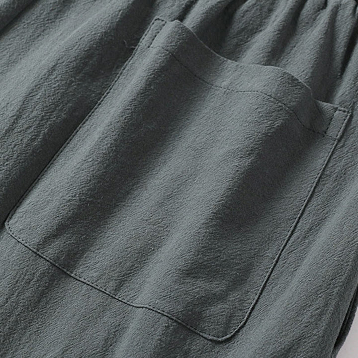 Pantalon en coton et lin pour homme, coupe droite, fermeture éclair, motif Buddha Stones, avec poches - image 7