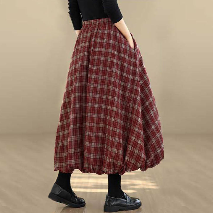 Jupe en coton à carreaux pour femme Buddha Stones avec poches - image 6