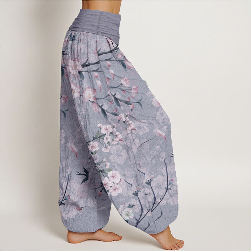 Pantalon Buddha Stones taille élastique pour femme, motif fleurs de pêcher et oies volantes, en pur coton, motif Buddha Stones - image 10