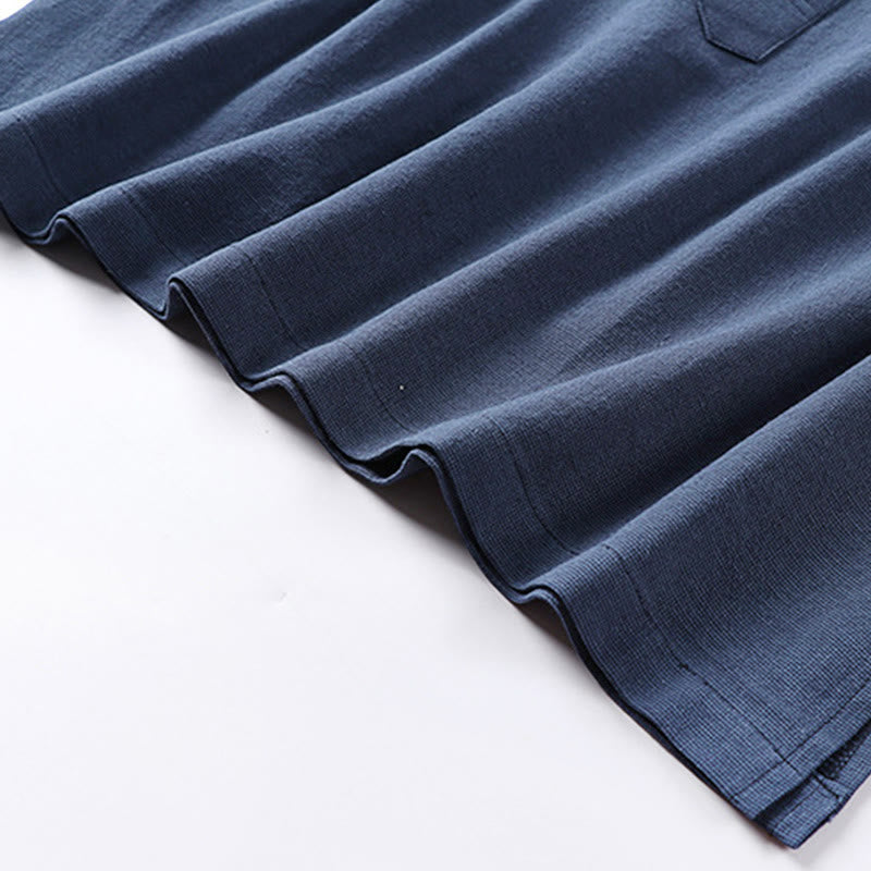 Chemise à manches longues en coton pour homme, Buddha Stones, couleur unie simple, demi-boutons - image 4