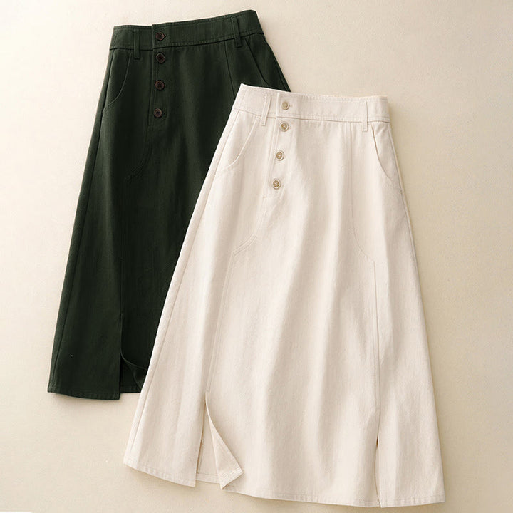 Jupe en coton uni pour femme Buddha Stones avec poches - image 16