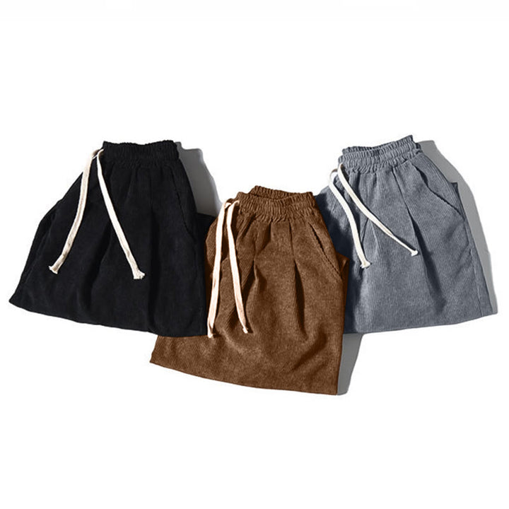 Pantalon harem rétro pour homme en velours côtelé uni doublé polaire, design simple, avec poches, de la Buddha Stones. - image 48