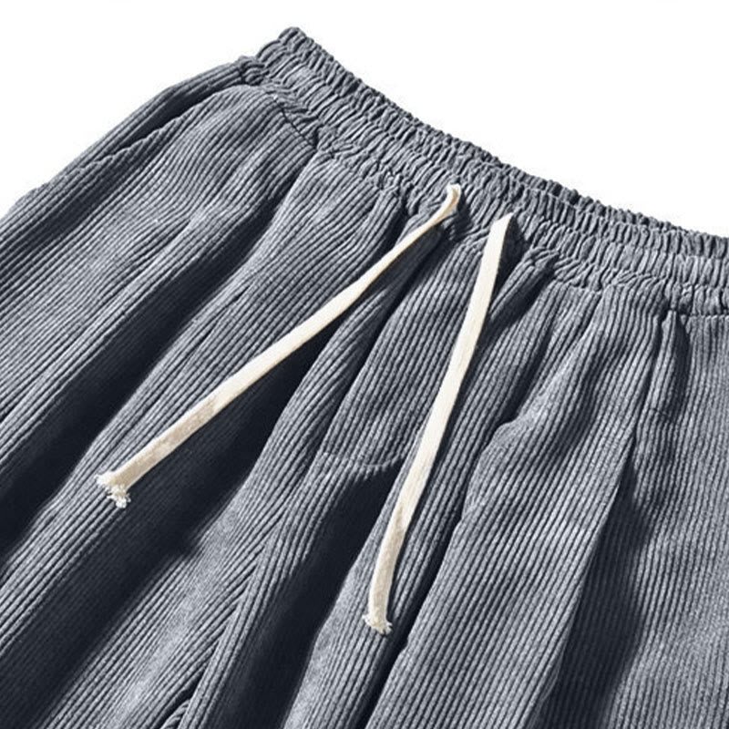 Pantalon harem rétro pour homme en velours côtelé uni doublé polaire, design simple, avec poches, de la Buddha Stones. - image 26