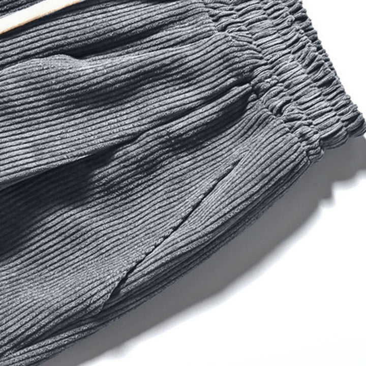 Pantalon harem rétro pour homme en velours côtelé uni doublé polaire, design simple, avec poches, de la Buddha Stones. - image 27