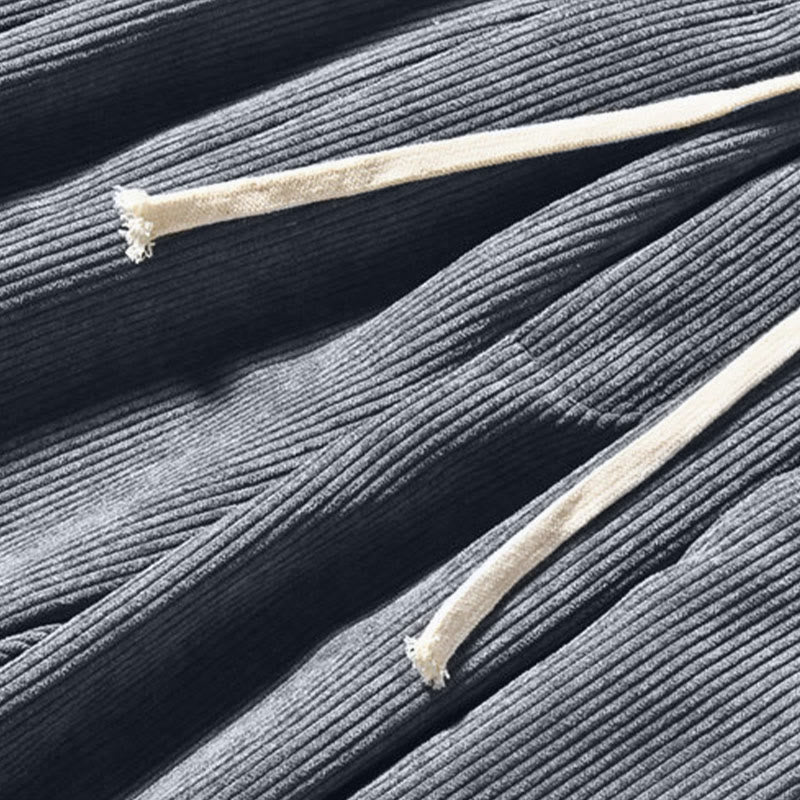 Pantalon harem rétro pour homme en velours côtelé uni doublé polaire, design simple, avec poches, de la Buddha Stones. - image 29