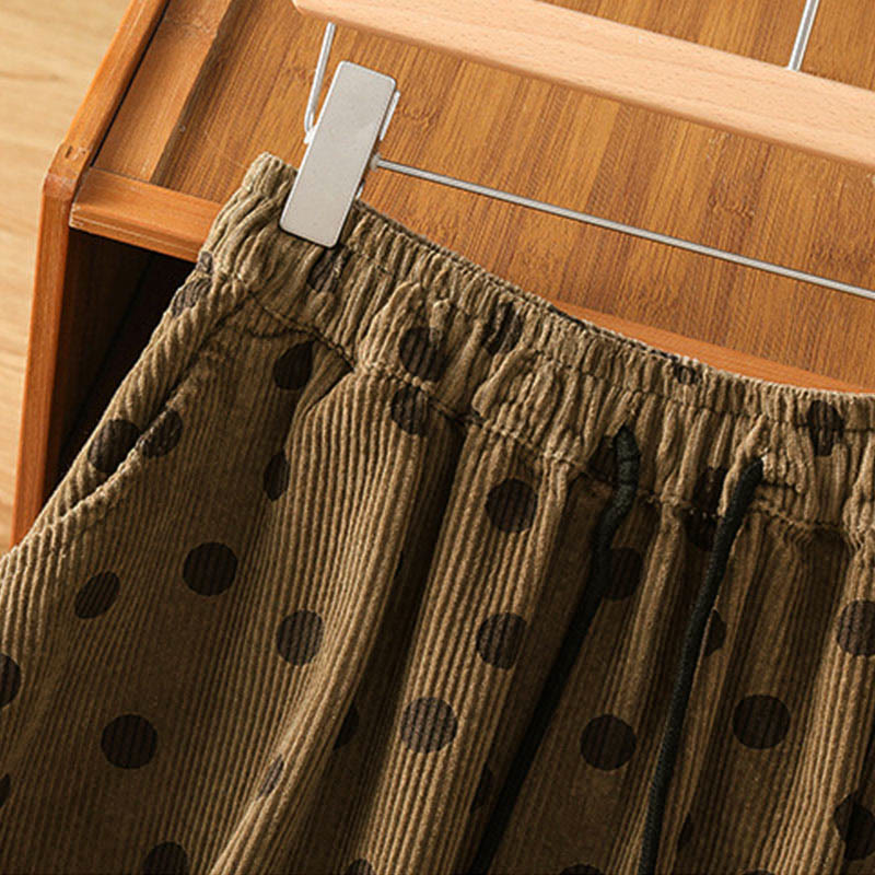 Jupe en velours côtelé pour femme, motif à pois d'hiver Buddha Stones, avec poches - image 3