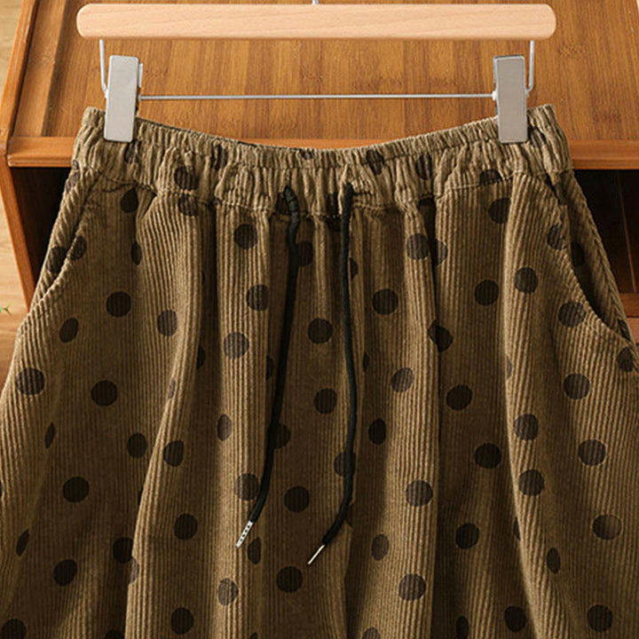 Jupe en velours côtelé pour femme, motif à pois d'hiver Buddha Stones, avec poches - image 2