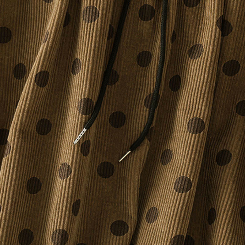 Jupe en velours côtelé pour femme, motif à pois d'hiver Buddha Stones, avec poches - image 6