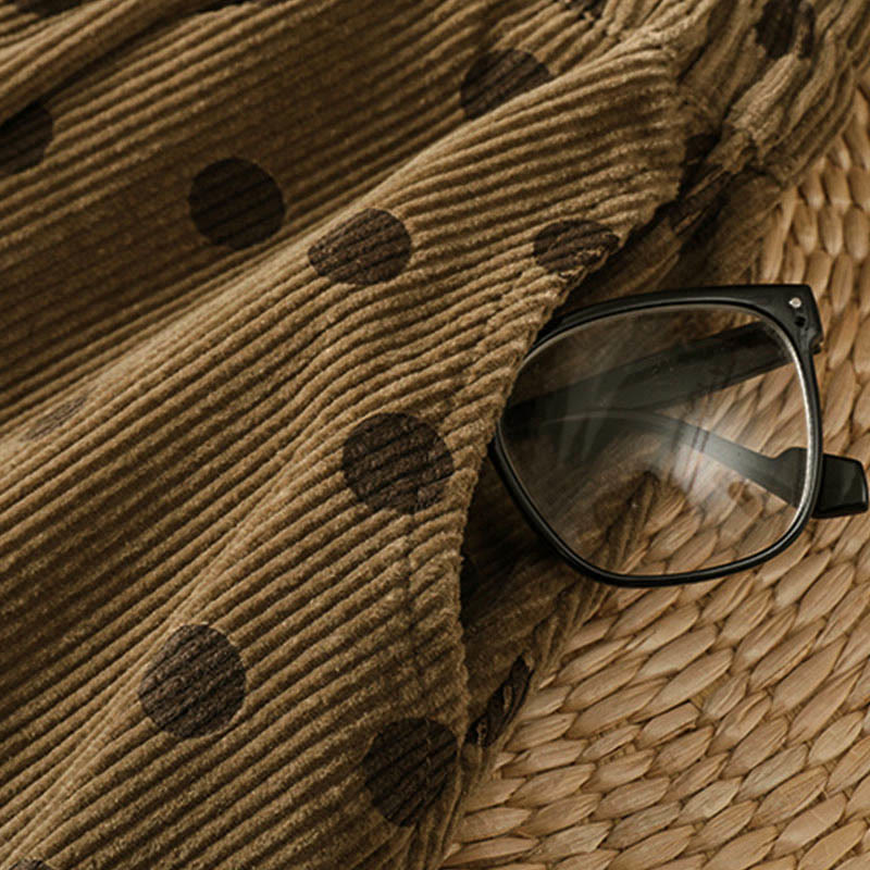 Jupe en velours côtelé pour femme, motif à pois d'hiver Buddha Stones, avec poches - image 7