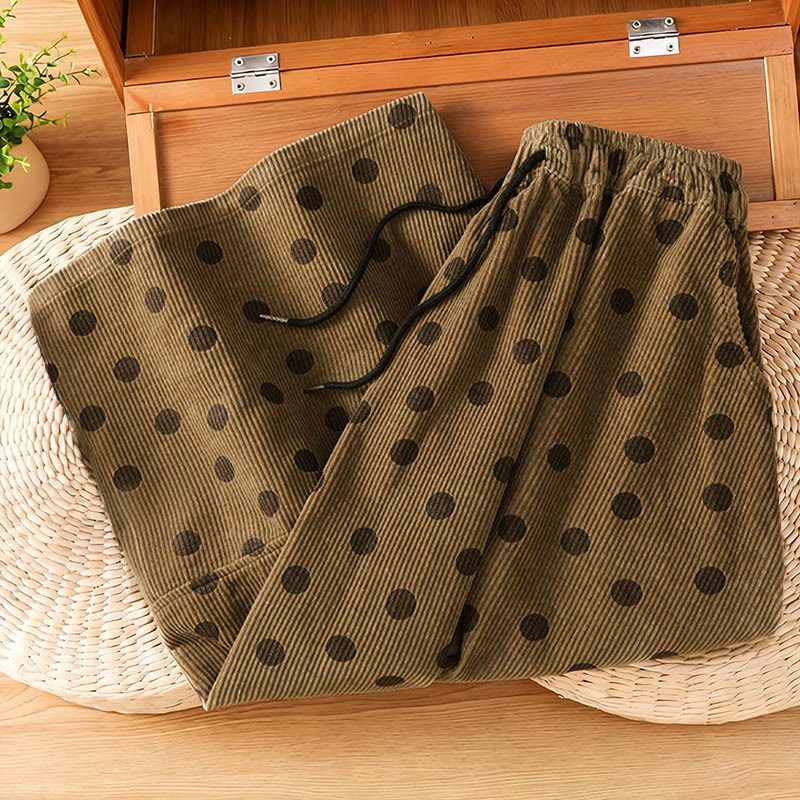 Jupe en velours côtelé pour femme, motif à pois d'hiver Buddha Stones, avec poches - image 1