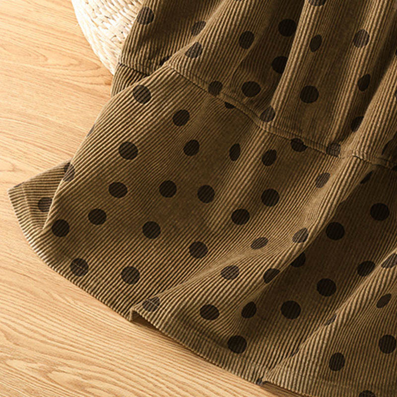 Jupe en velours côtelé pour femme, motif à pois d'hiver Buddha Stones, avec poches - image 8