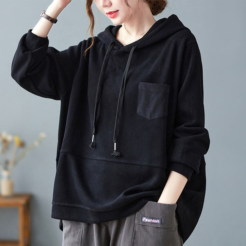 Sweat à capuche femme en coton à manches longues, Buddha Stones, couleur unie automnale, avec poche décorative. - Noir - US8-10，UK/AU12-14，EU40-42 (2XL) - image 17