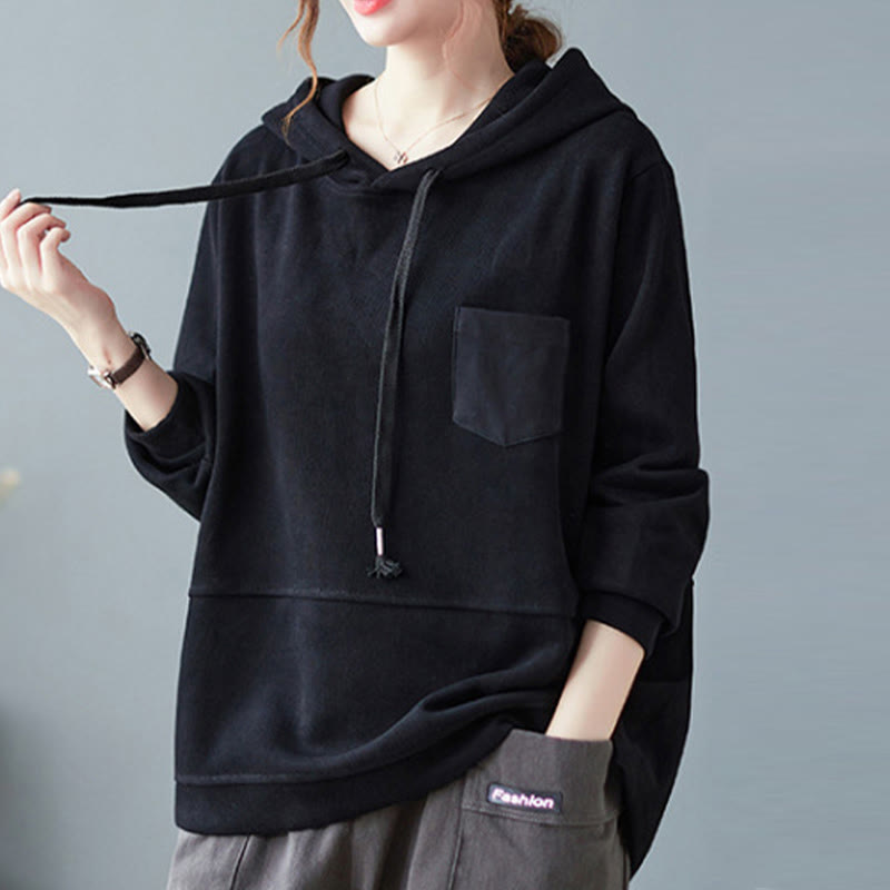 Sweat à capuche femme en coton à manches longues, Buddha Stones, couleur unie automnale, avec poche décorative. - image 18