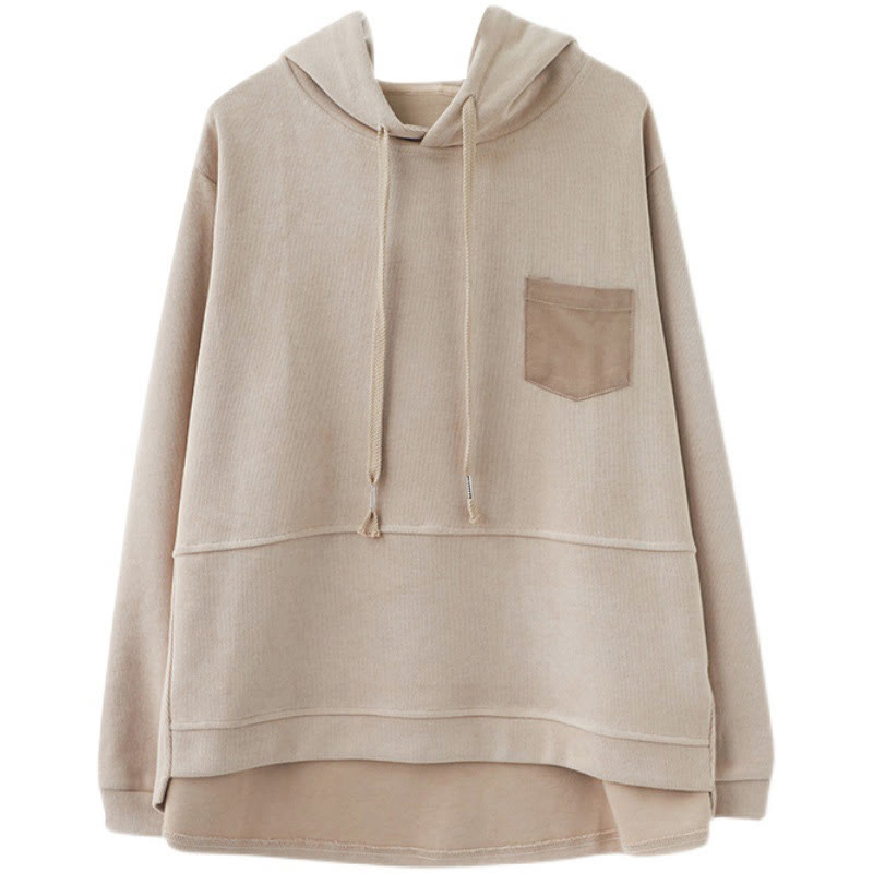 Sweat à capuche femme en coton à manches longues, Buddha Stones, couleur unie automnale, avec poche décorative. - image 32