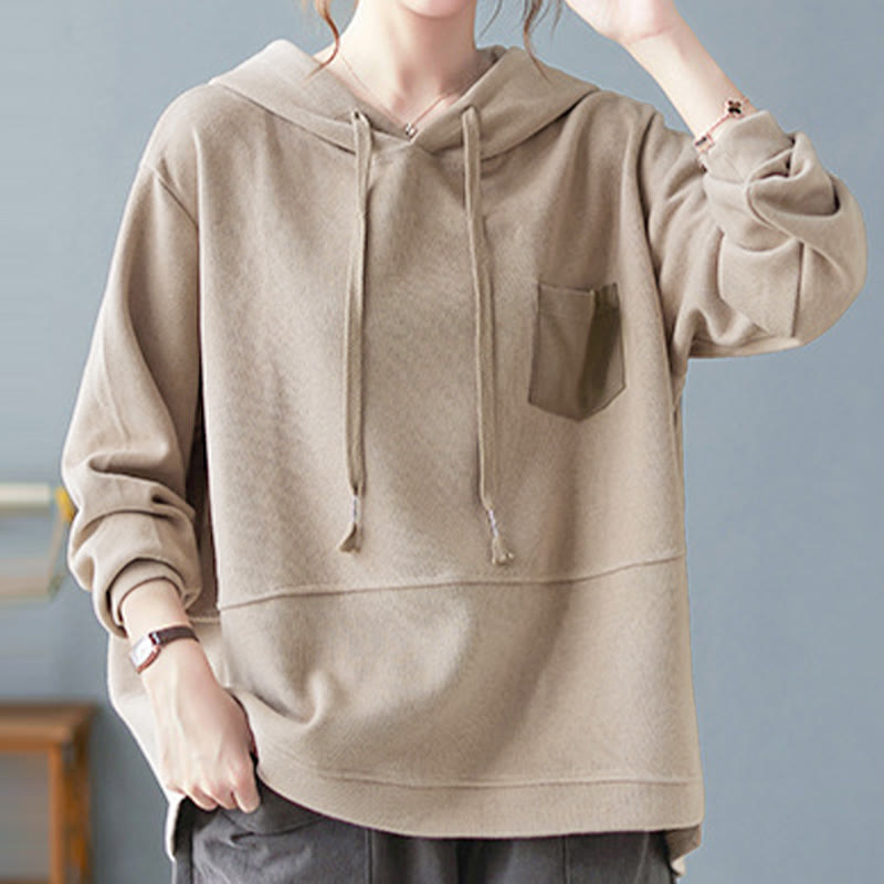 Sweat à capuche femme en coton à manches longues, Buddha Stones, couleur unie automnale, avec poche décorative. - image 30