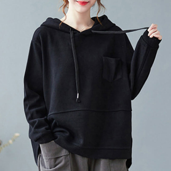 Sweat à capuche femme en coton à manches longues, Buddha Stones, couleur unie automnale, avec poche décorative. - image 20