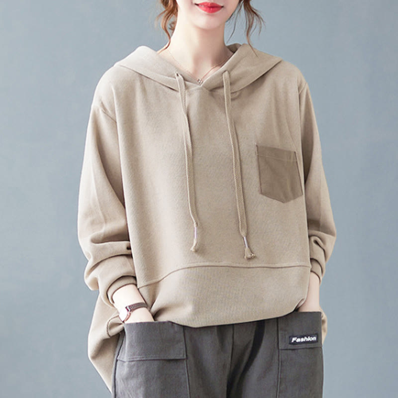 Sweat à capuche femme en coton à manches longues, Buddha Stones, couleur unie automnale, avec poche décorative. - image 29