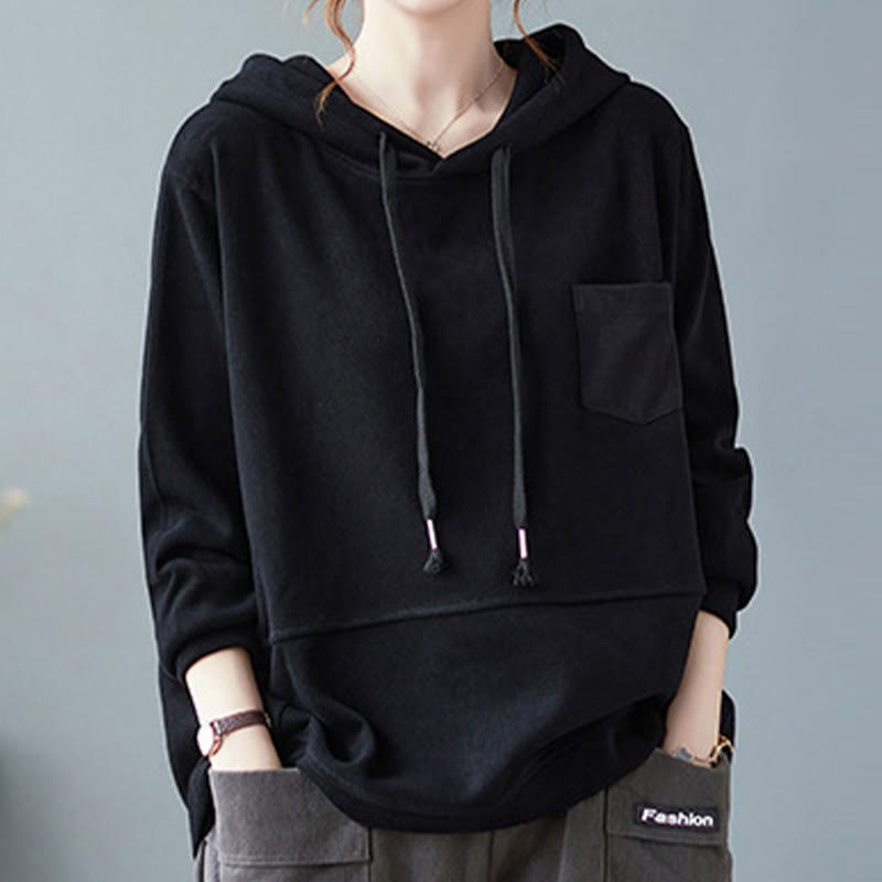 Sweat à capuche femme en coton à manches longues, Buddha Stones, couleur unie automnale, avec poche décorative. - image 19