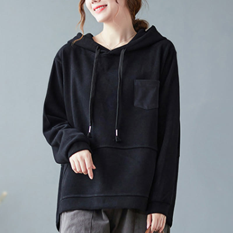 Sweat à capuche femme en coton à manches longues, Buddha Stones, couleur unie automnale, avec poche décorative. - image 22