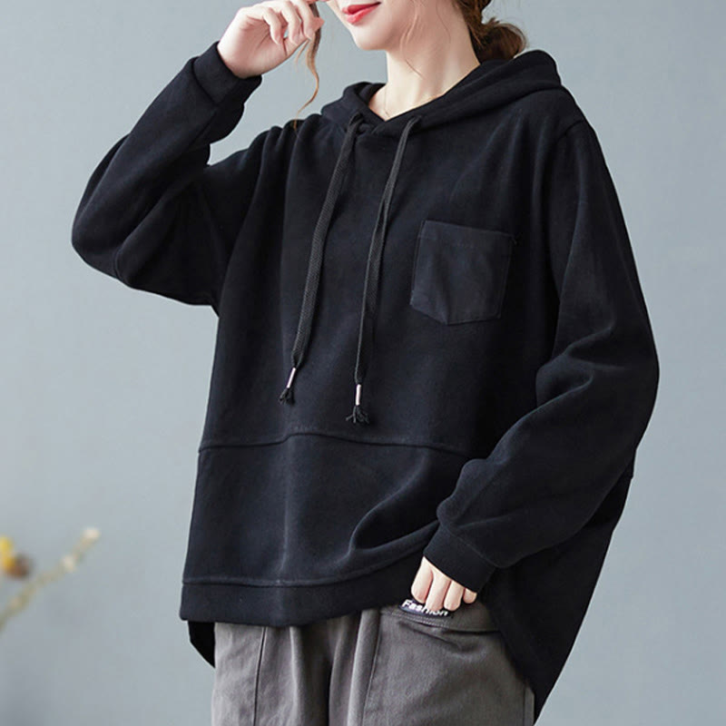 Sweat à capuche femme en coton à manches longues, Buddha Stones, couleur unie automnale, avec poche décorative. - image 23