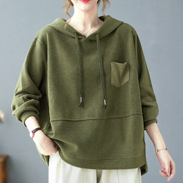 Sweat à capuche femme en coton à manches longues, Buddha Stones, couleur unie automnale, avec poche décorative. - image 9