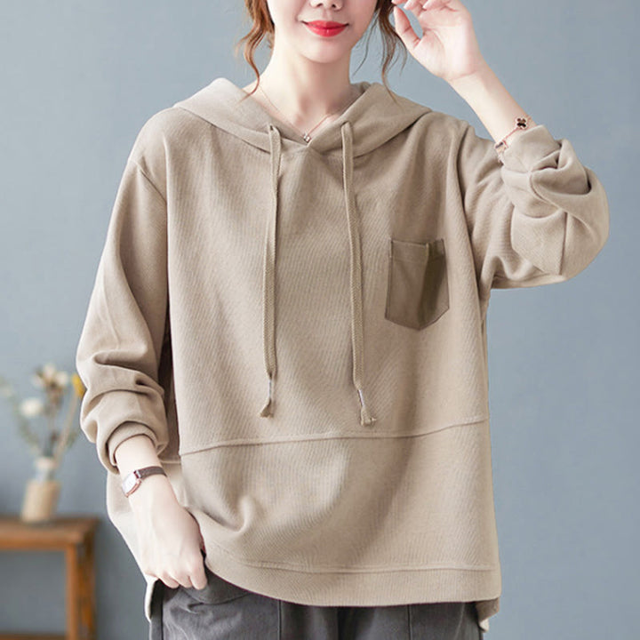 Sweat à capuche femme en coton à manches longues, Buddha Stones, couleur unie automnale, avec poche décorative. - image 27