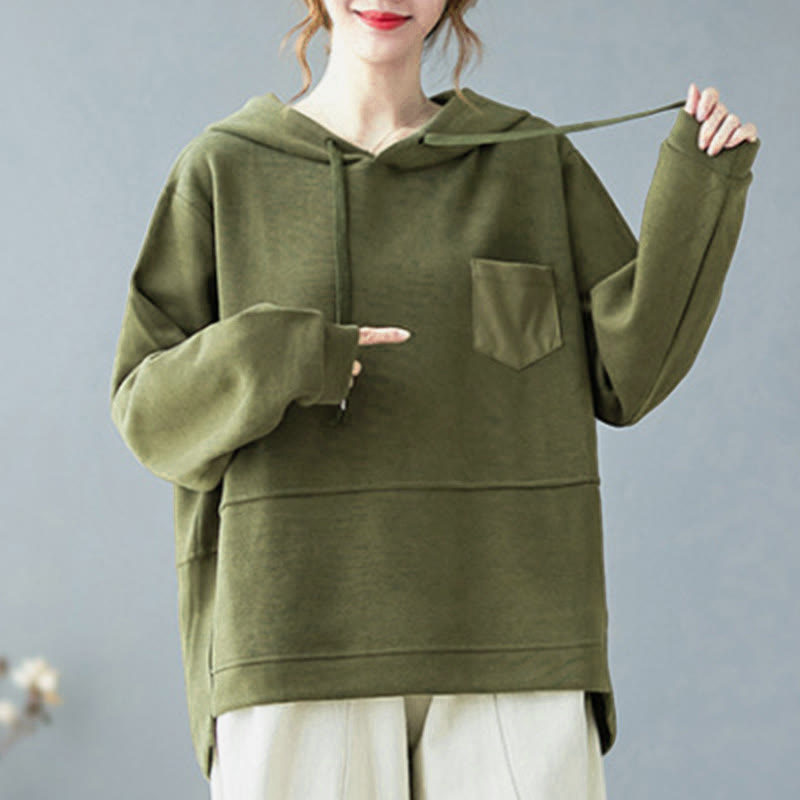 Sweat à capuche femme en coton à manches longues, Buddha Stones, couleur unie automnale, avec poche décorative. - image 12
