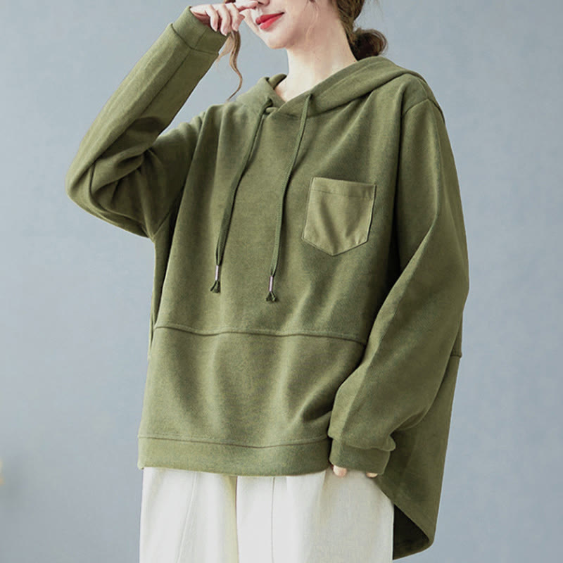 Sweat à capuche femme en coton à manches longues, Buddha Stones, couleur unie automnale, avec poche décorative. - image 11